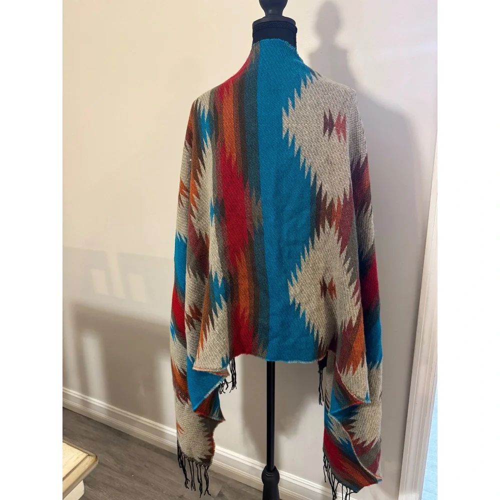 Rue21 etc. Southwestern Geometric Shawl Wrap Fringe Multi-Color OS